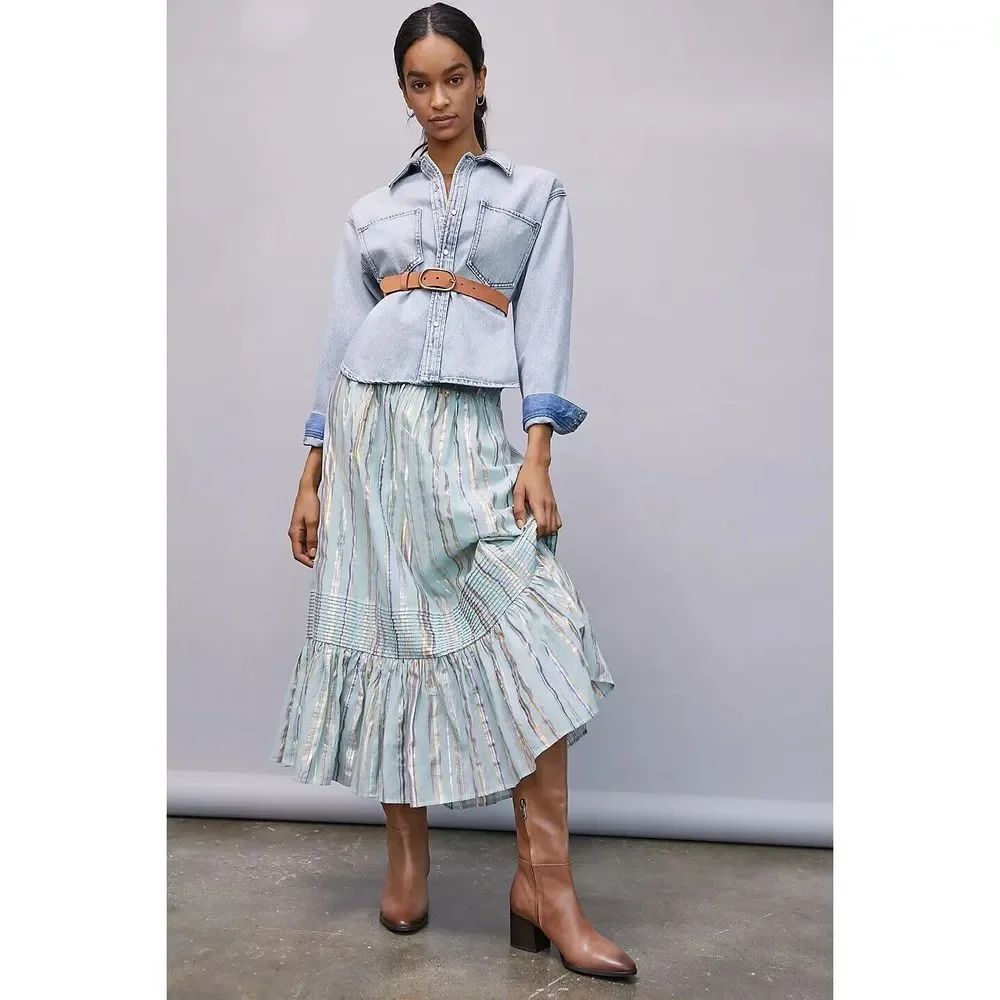 Anthropologie Audriana Shimmer Maxi Skirt $168
